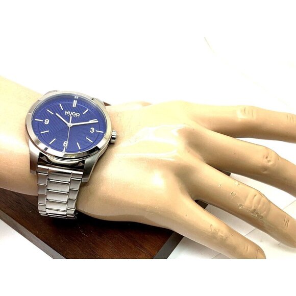 Hugo Boss Men's Watch 1530015 Quartz Blue Dial Silver Stainless Steel 44… - Picture 4 of 13